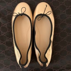 J CREW GOLD LEATHER BALLET FLATS